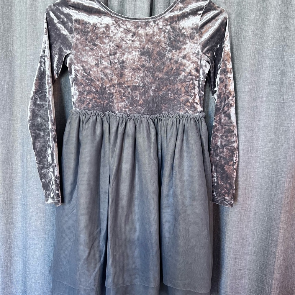 Cat & Jack Gray Velvet Top Tulle Skirt Dress